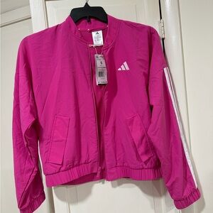 Adidas Vibrant Pink Jacket with White Stripes